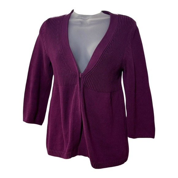 Boden Sweaters - Boden Purple Ribbed 3/4 Sleeve‎ V Neck Cardigan Sweater Women's UK10 US6